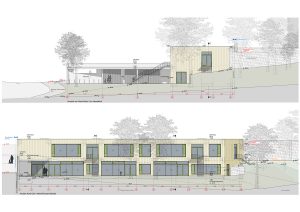 Entwurfsplanung des Erdgeschosses, werkgruppe kleinmachnowder Nord- und Westfassade, werkgruppe kleinmachnow