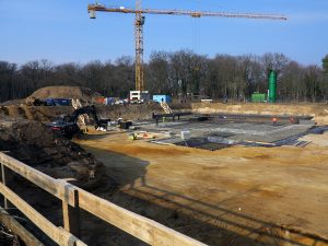 Herstellung des Gründungsbereiches von Cube 1 in der Baugrube